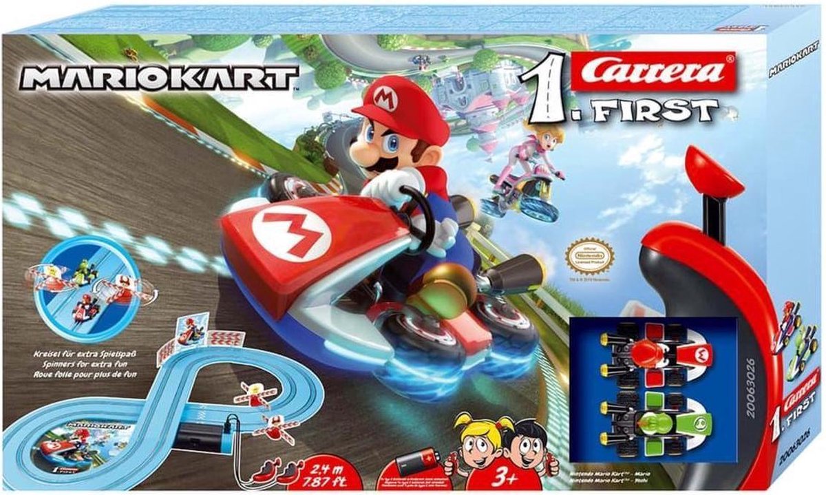 Carrera Racebaan - Mario Kart Speelgoed (2.4 meter) | Speelgoed voor kinderen | Mariokart racebaan Nintendo Mario Bros Friends: Luigi Bowser Daisy Peach Toad Yoshi | Mario Racers baan